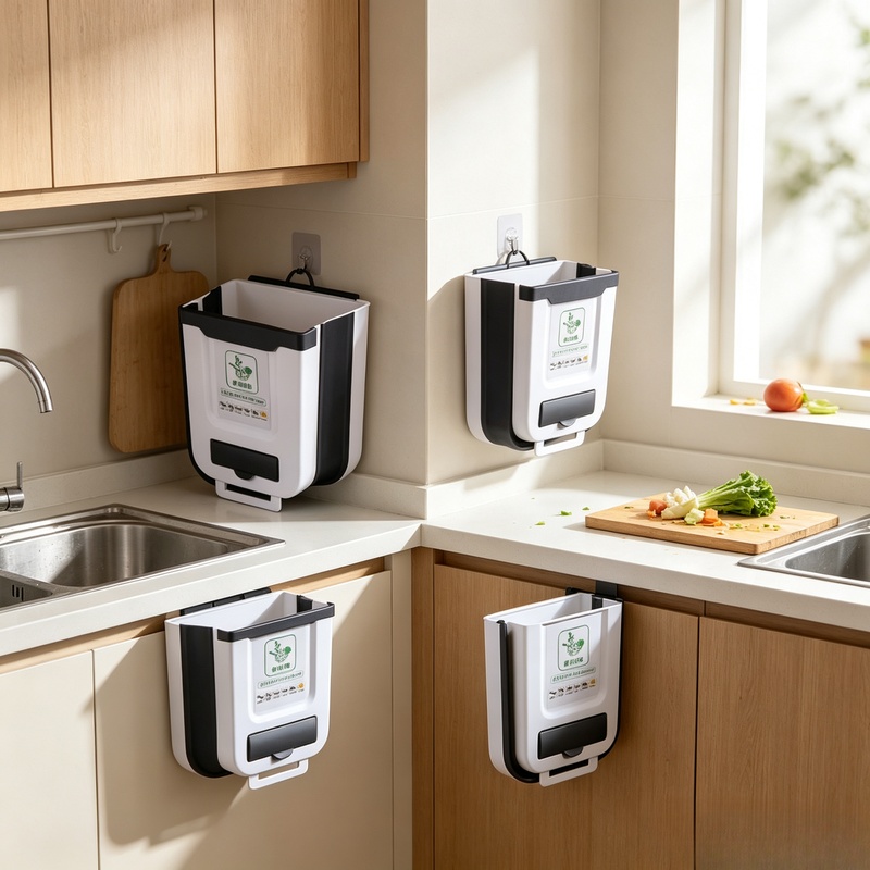 Commercial Kitchen Bin - Настенное тонкое складное пластиковое мусорное ведро