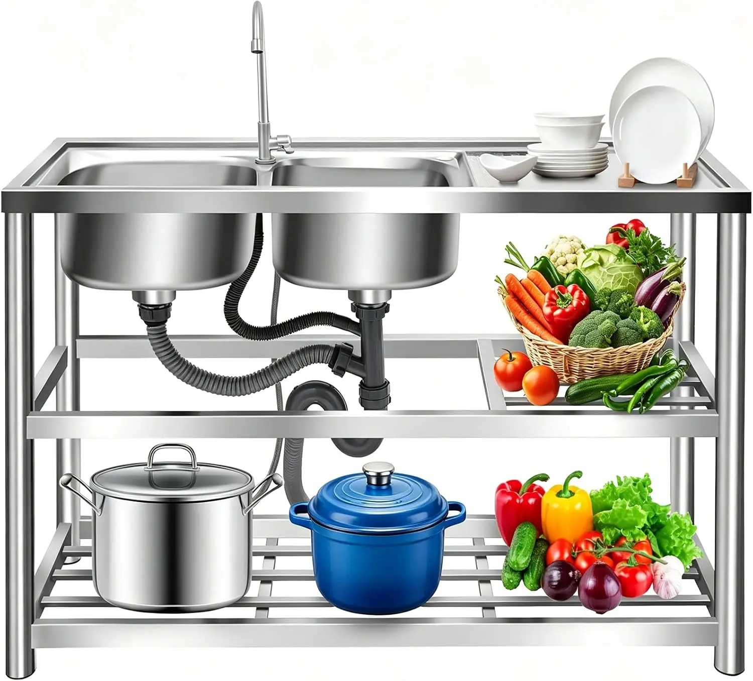 Commercial Kitchen Worktops - Кухонная отдельно стоящая раковина для подготовки